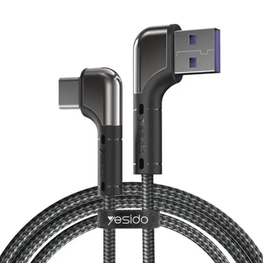 YESIDO ANGLE CABLE CA81 18W USB/USB-C  2M, 2A BLACK