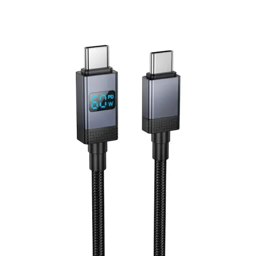 Hoco X118 провод для передачи данных и зарядки | USB-C на USB-C | 60W | с LED дисплеем | 1m | чёрный