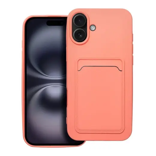 Card grāmatveida maciņš telefonam iPhone 16 Plus rozā