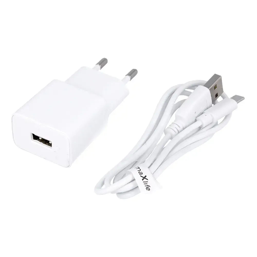 Maxlife MXTC-01 tīkla lādētājs | 5W | USB-A | USB-C vads komplektā | balts