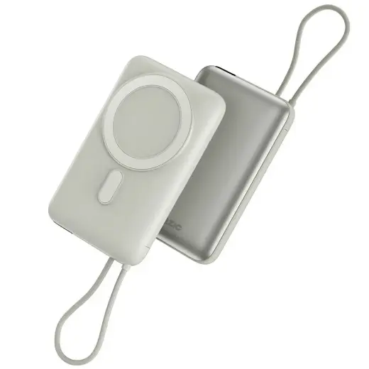 Bazic Fusion Mag ārējais akumulators (powerbank) | 10000 mAh | 22W | USB-C, MagSafe | LED ekrāns | pelēks