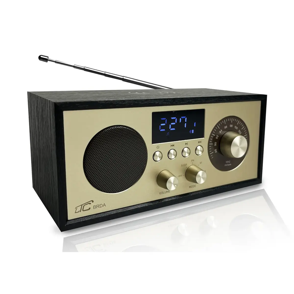 LTC portable radio BRDA, Bluetooth, FM, USB, 2200mAh, 10W wireless charging, black-gold