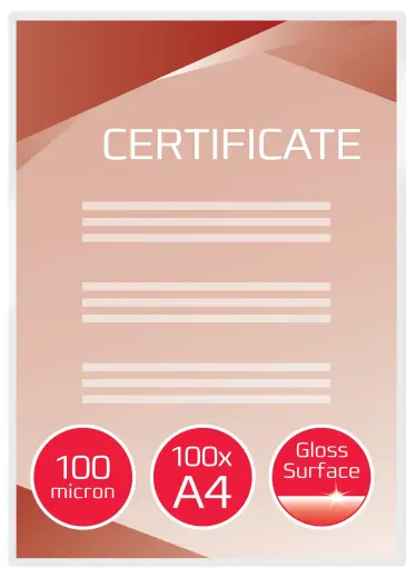Laminēšanas kabatas GBC, A4,  216x303 mm, 100 mik., 100 gab/iepak.