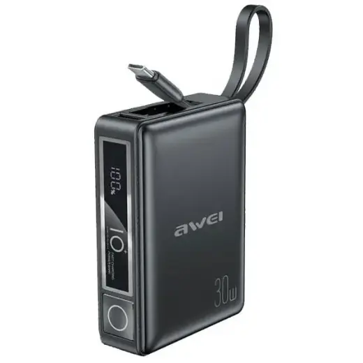 AWEI P87K ārējais akumulators (powerbank) | 10000 mAh | 30W | melns