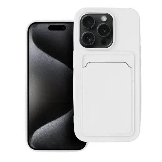 Card knyginio tipo telefono dėklas iPhone 15 Pro baltas