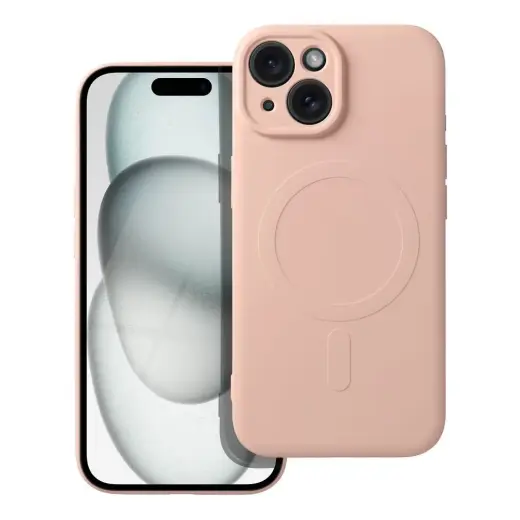 Silicone Mag Cover maciņš ar MagSafe atbalstu telefonam iPhone 15 rozā