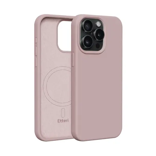 Etteri Silicone maciņš ar MagSafe atbalstu telefonam iPhone 15 Pro rozā