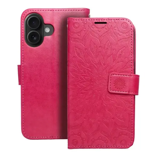MEZZO mandala knyginio tipo telefono dėklas iPhone 16 violetinis