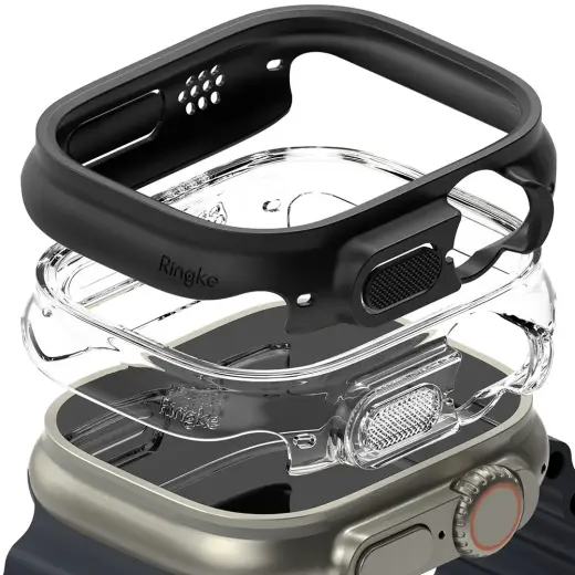 RINGKE SLIM 2-PACK APPLE WATCH ULTRA 1 | 2 (49 ММ) ПРОЗРАЧНЫЙ И МАТОВЫЙ ЧЕРНЫЙ