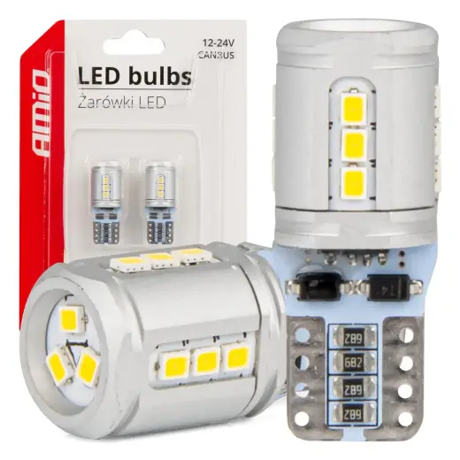 LED bulbs CANBUS T10e W5W 15x2016 SMD White 12V/24V AMIO-03723