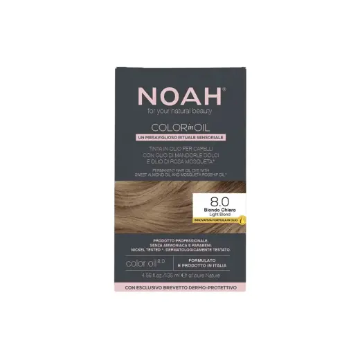 Noah, Color In Oil, Vegan, Permanent Hair Colouring Oil, Coloring, 8.0 Light Blond, 135 ml