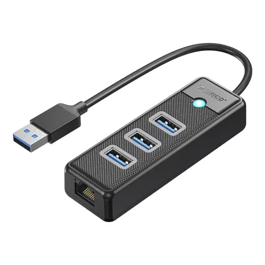 Orico PW3UR25-U3 USB Hub 4-Port 3x USB-A 3.0 1x RJ45 2.5G Ethernet 0.5m - Black