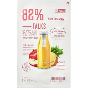 "Talks Vegan Squeeze Skin Smoother Sheet Mask - Veganská pleťová maska" translates to "Talks Vegan Squeeze Skin Smoother Sheet Mask - Vegan face mask"