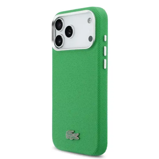 Lacoste Iconic Petit Pique Metal Logo telefono dėklas su MagSafe palaikymu iPhone 17 Pro Max žalias