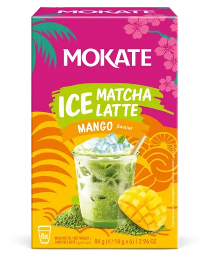 Šķīstošais dzēriens MOKATE Aukstā MATCHA LATTE ar mango 14gx6