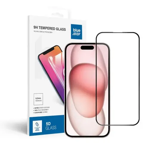 Tempered glass to iPhone 15 / 16 (full glue) Blue Star 5D black