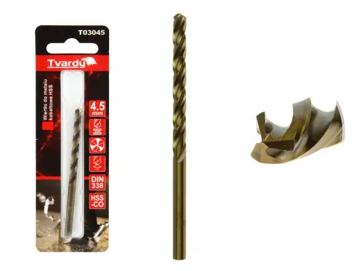 HSS Kobalto grąžtas M35, 3-briaunų, aštrus, 4,5 mm