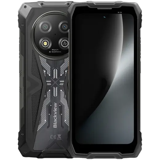 Blackview ROCK 2 5G 6.67-inch HD+ 1640x720 120Hz 12+256GB Unosoc T8100 Octa-Core 2.2GHz 13MP Front 16MP Rear NFC FG MIL-STD-810H 15000mAh Fingerprint  Android 16 Black