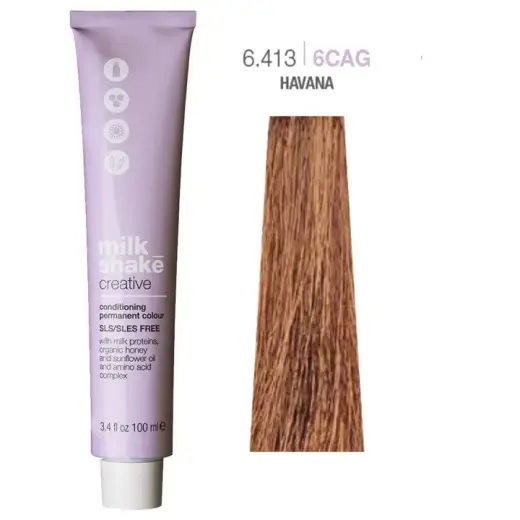 Milk Shake, Creative, SLS/SLES-Free, Permanent Hair Dye, 6.4136CAG Havana, 100 ml