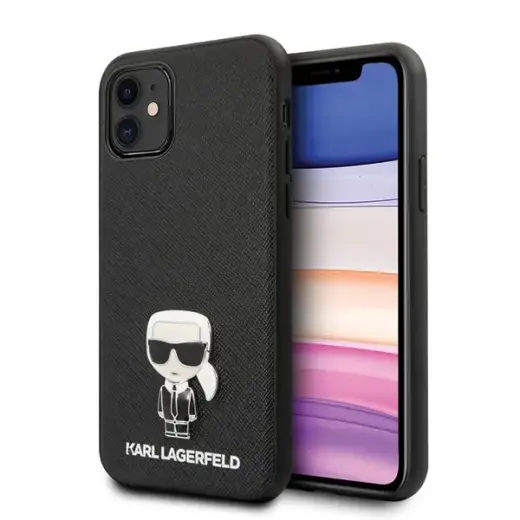 Karl Lagerfeld KLHCP12SIKMSBK iPhone 12 mini 5,4" czarny|black hardcase Saffiano Ikonik Metal