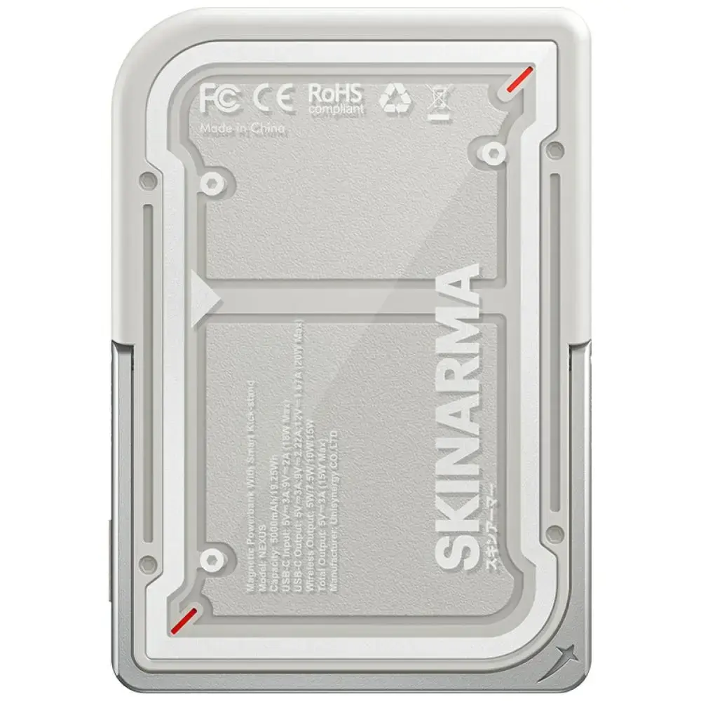 Skinarma Nexus Mecha Magnetic Kick-Stand ārējais akumulators (powerbank) | 5000 mAh | 20W | PD | USB-C, MagSafe | pelēks