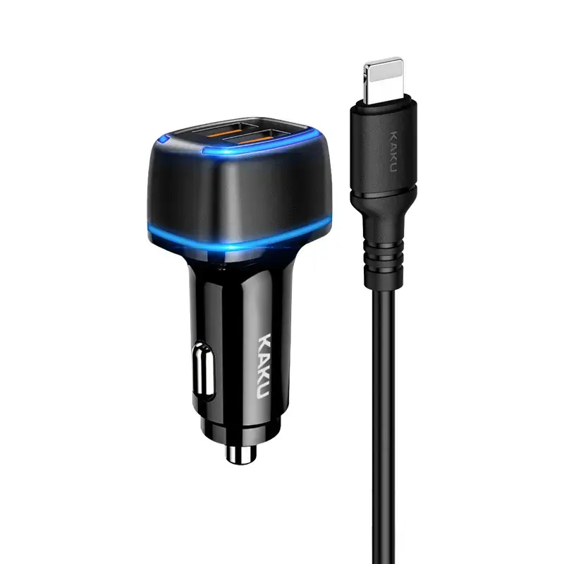 KAKU KSC-528 Shengyu car charger | 14W | USB-A, Lightning | with Lightning cable included | with LCD display | black