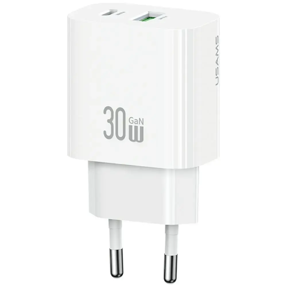 USAMS tīkla lādētājs CC316 | 30W | 1xUSB-C 1xUSB-A | ātra uzlāde balts