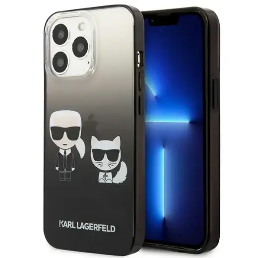 Karl Lagerfeld KLHCP13LTGKCK Gradient Ikonik Karl & Choupette phone case for iPhone 13 Pro | iPhone 13 black
