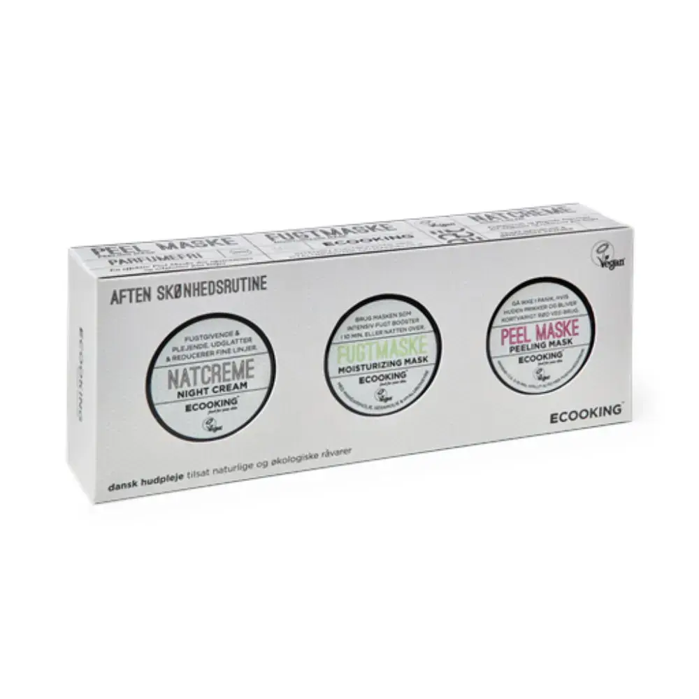 Ecooking Night-Time Beauty Treat Set : , Nourishing, Night, Cream Mask, For Face, 15 ml + , Moisturizing, Cream Mask, For Face, 15 ml + , Peeling, Cream Mask, For Face, 15 ml