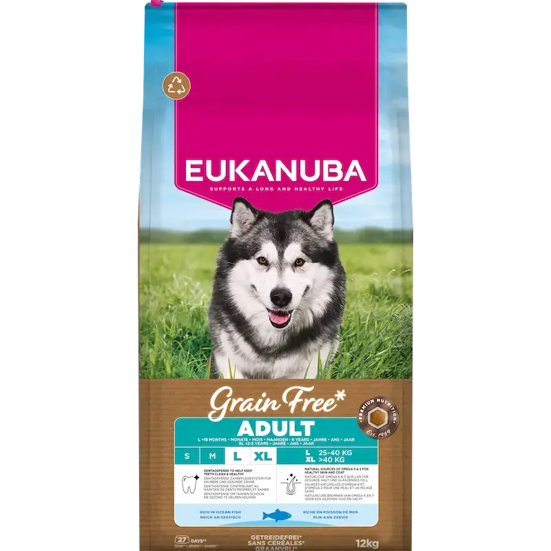 Sausa barība suņiem - Eukanuba Adult Large Ocean Fish Grain Free, 12 kg