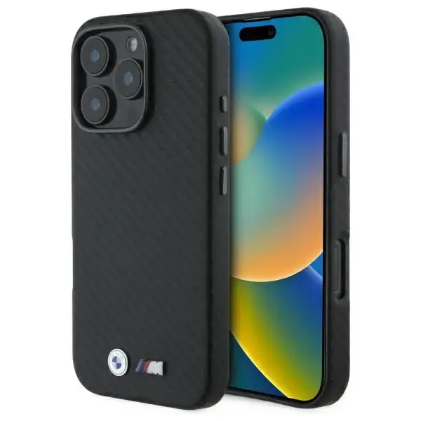 BMW BMHCP16L23PUFWC iPhone 16 Pro 6.3"    czarny|black hardcase Carbon Wrapped Metal