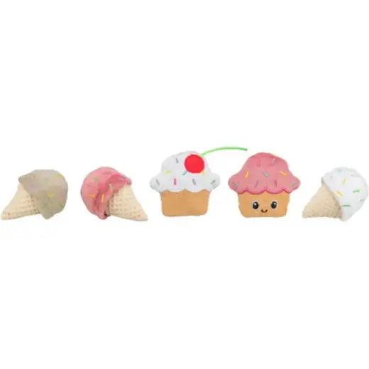 Rotaļlieta kaķiem - Trixie Ice cream and cupcake, plush, catnip, 7 cm, (36 gab.)