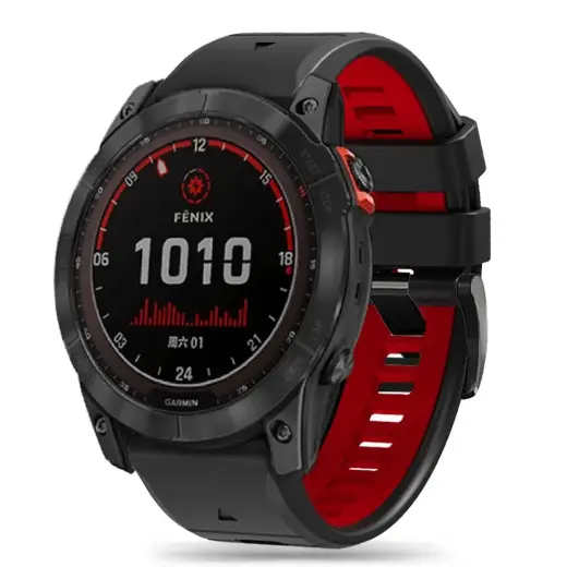 Tech-Protect IconBand Pro išmaniojo laikrodžio dirželis Garmin Fenix 3/5X/3HR/5X Plus/6X/6X Pro/7X | plastikas | juodas/raudonas