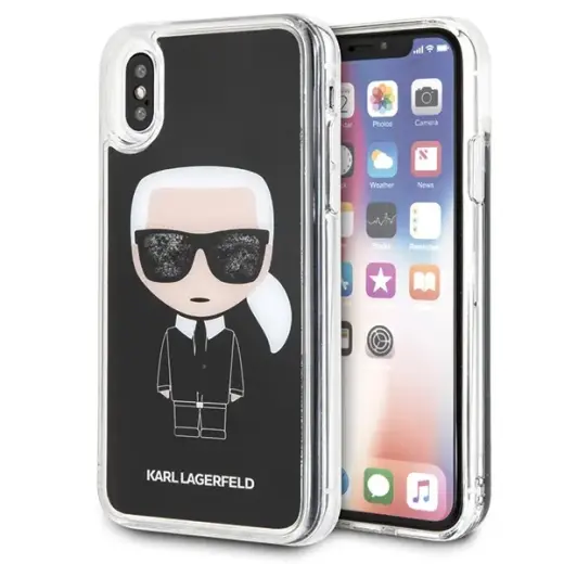 Karl Lagerfeld KLHCPXICGBK iPhone X|Xs czarny|black Iconic Glitter