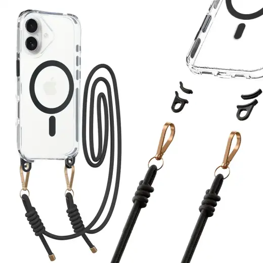 Tel Protect Strap Clear Case for Iphone 17 black