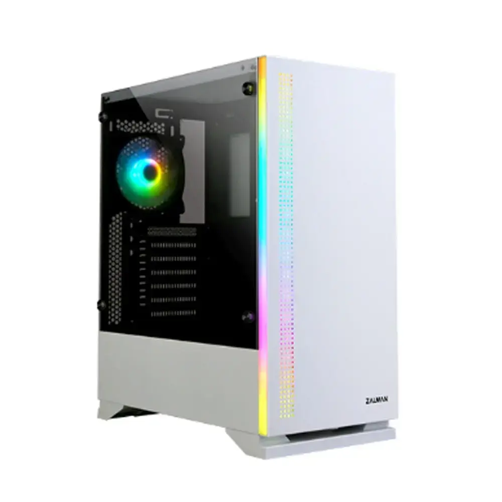 ZALMAN S5 WHITE ATX Mid Tower PC Case RGB fan T