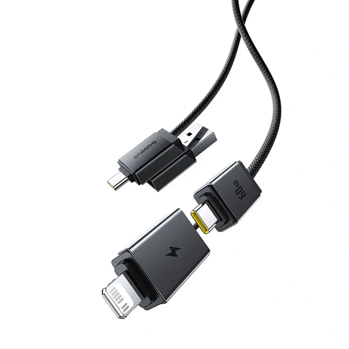 Baseus Versatile 60W USB-C - USB-C Cable with USB-A and Lightning Adapters 0.6 m - Black