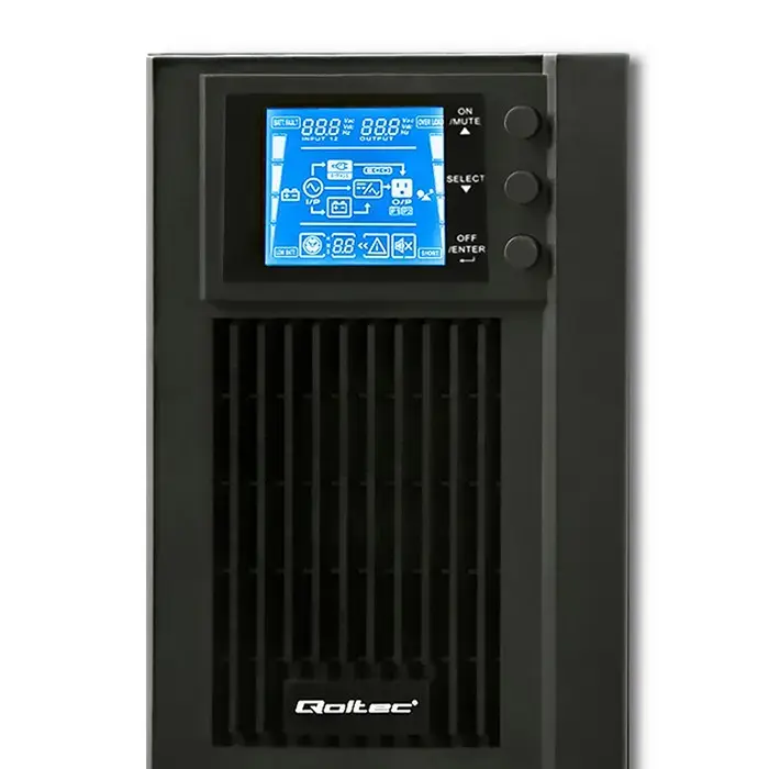 Qoltec Uninterruptible Power Supply UPS On-line | Pure Sine Wave | 1kVA | 800W | LCD | USB