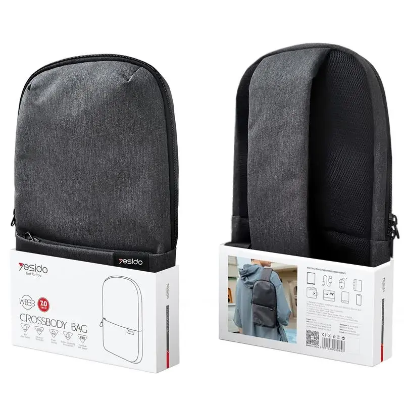 YESIDO WB33 WATERPROOF BACKPACK 7 INCHES GREY
