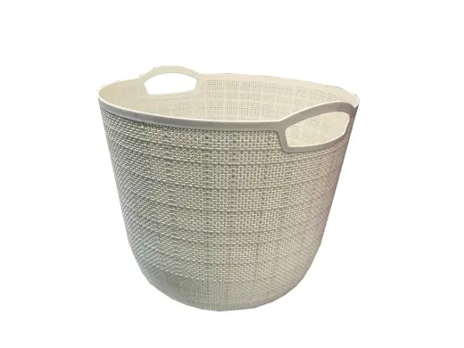 Small plastic basket round 33x26cm white
