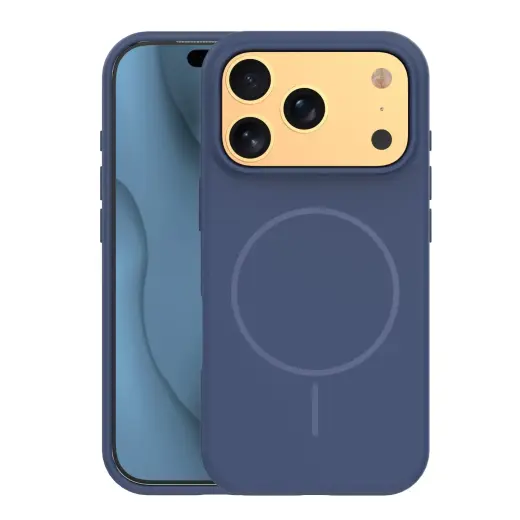 Silicone Thin phone case with MagSafe support for iPhone 17 Pro Max blue