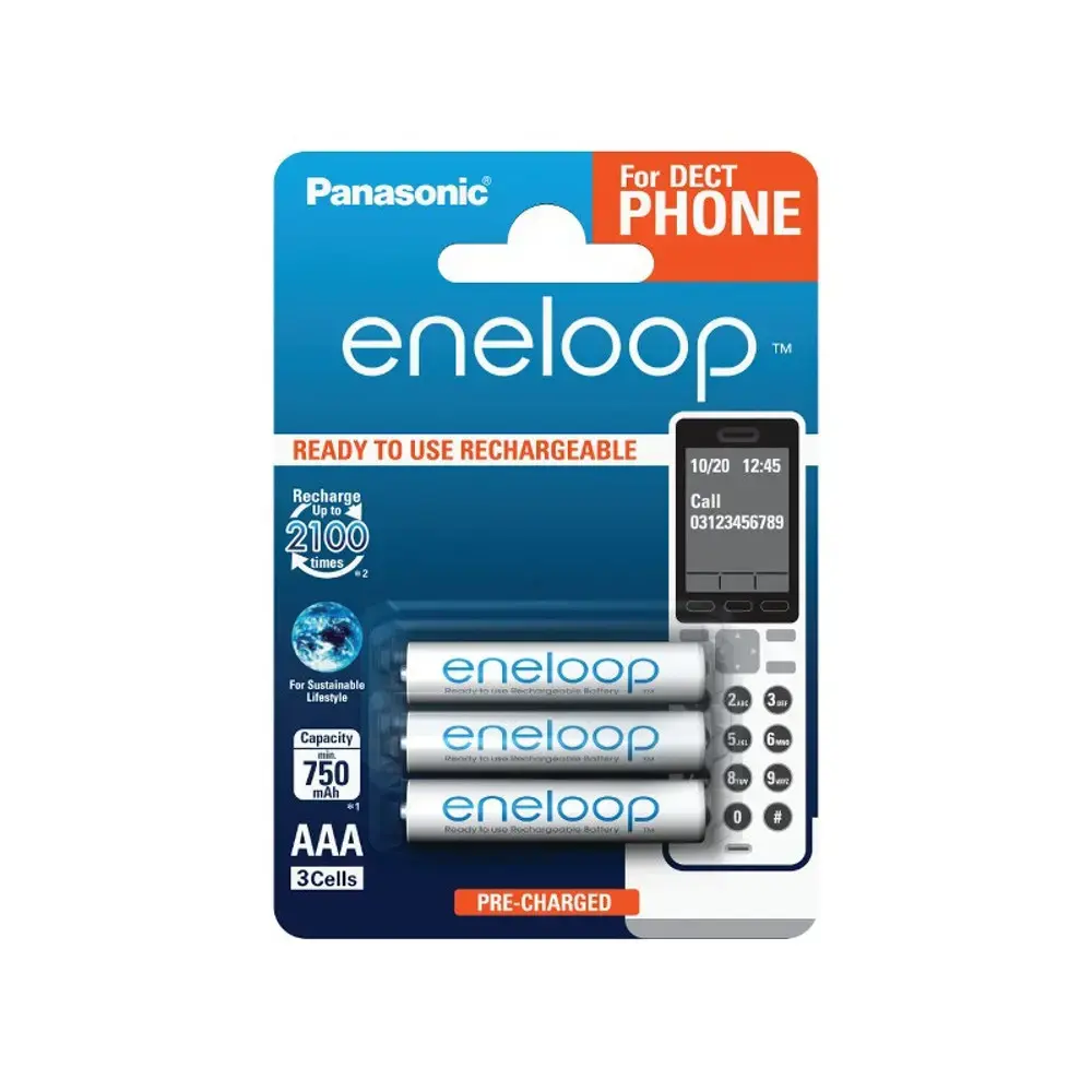 Panasonic Eneloop R03|AAA 750mAh rechargeable – 3 pcs blister (for DECT phone)