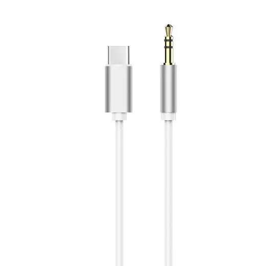 Cable AUX Type C (male) to Jack 3,5 mm (male) white 