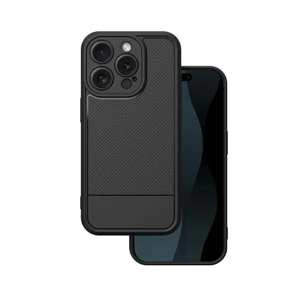 Simple Carbon maciņš telefonam iPhone 15 Pro melns