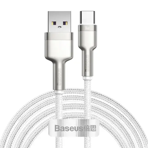 Baseus Cafule datu pārraides un uzlādes vads | USB-A uz USB-C | 66W | 2m | balts