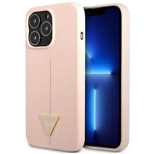 Guess Silicone Line Triangle Case for iPhone 13 Pro Max Pink