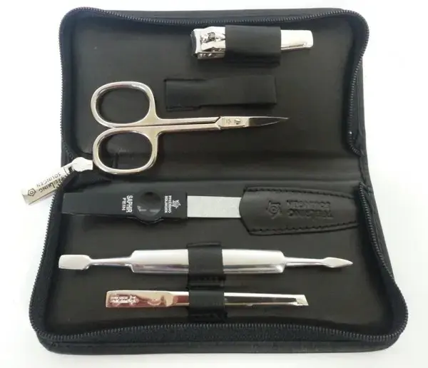 Pfeilring Solingen 5 Piece Genuine Leather Manicure Set Black