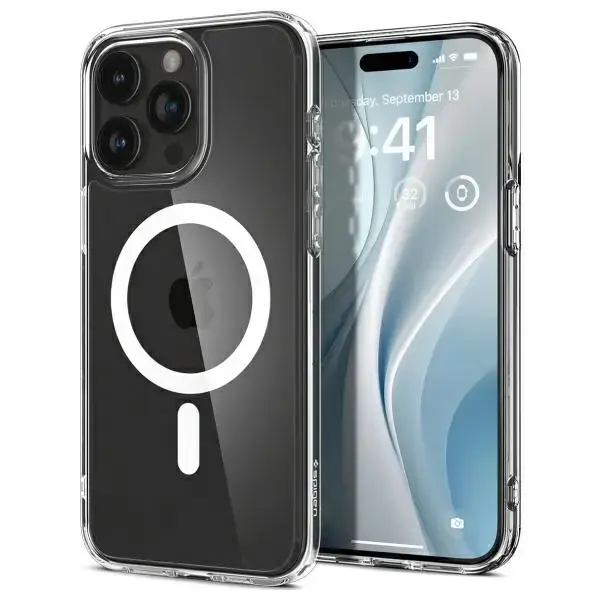 Etui Spigen Crystal Hybrid MagFit do      iPhone 15 Pro biały|white
