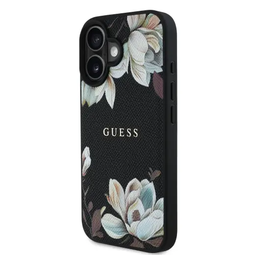 Guess PU Grained Magnolia MagSafe Case for iPhone 16 Black