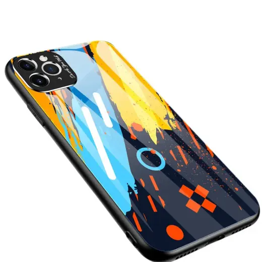 Color Glass Case Durable phone case for iPhone 11 Pro Max multicolor (with tempered glass in set)